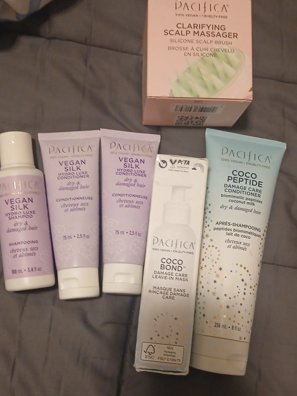 Pacifica Vegan Silk & Coco Peptide Hair Care Set — Lavender, Mint, White